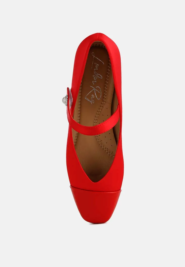 Albi Patent Toe Cap Satin Mary Jane