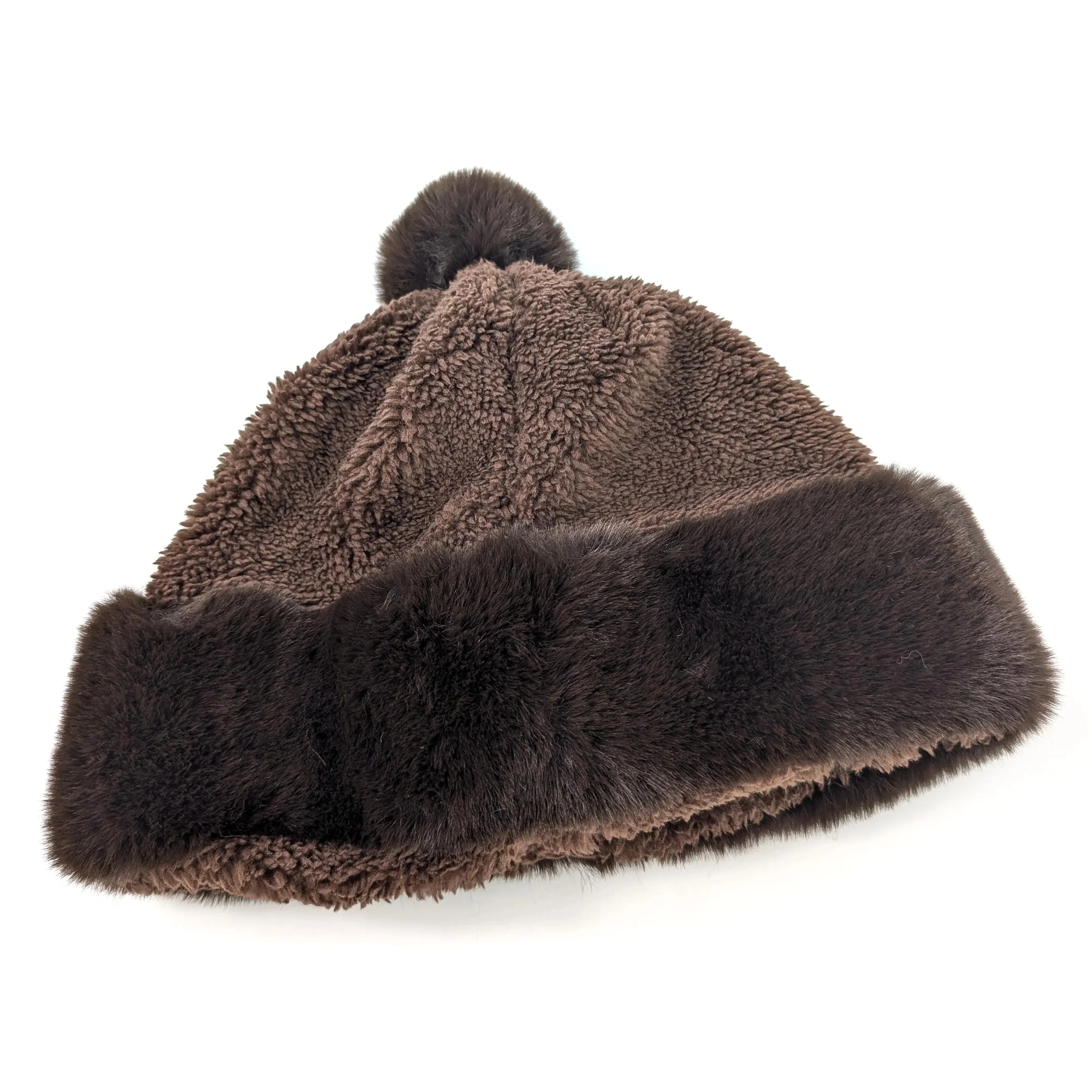 Black Ginger Chocolate Brown Faux Fur Bobble Hat - 800-689