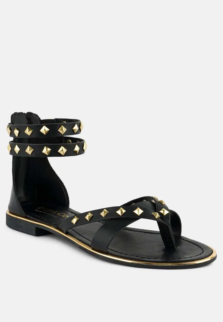 Emmeth Studs Embellished Flat Sandals