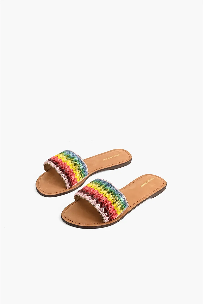 Field of Dreams Beaded Slide Sandals