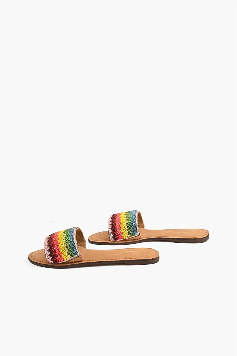 Field of Dreams Beaded Slide Sandals