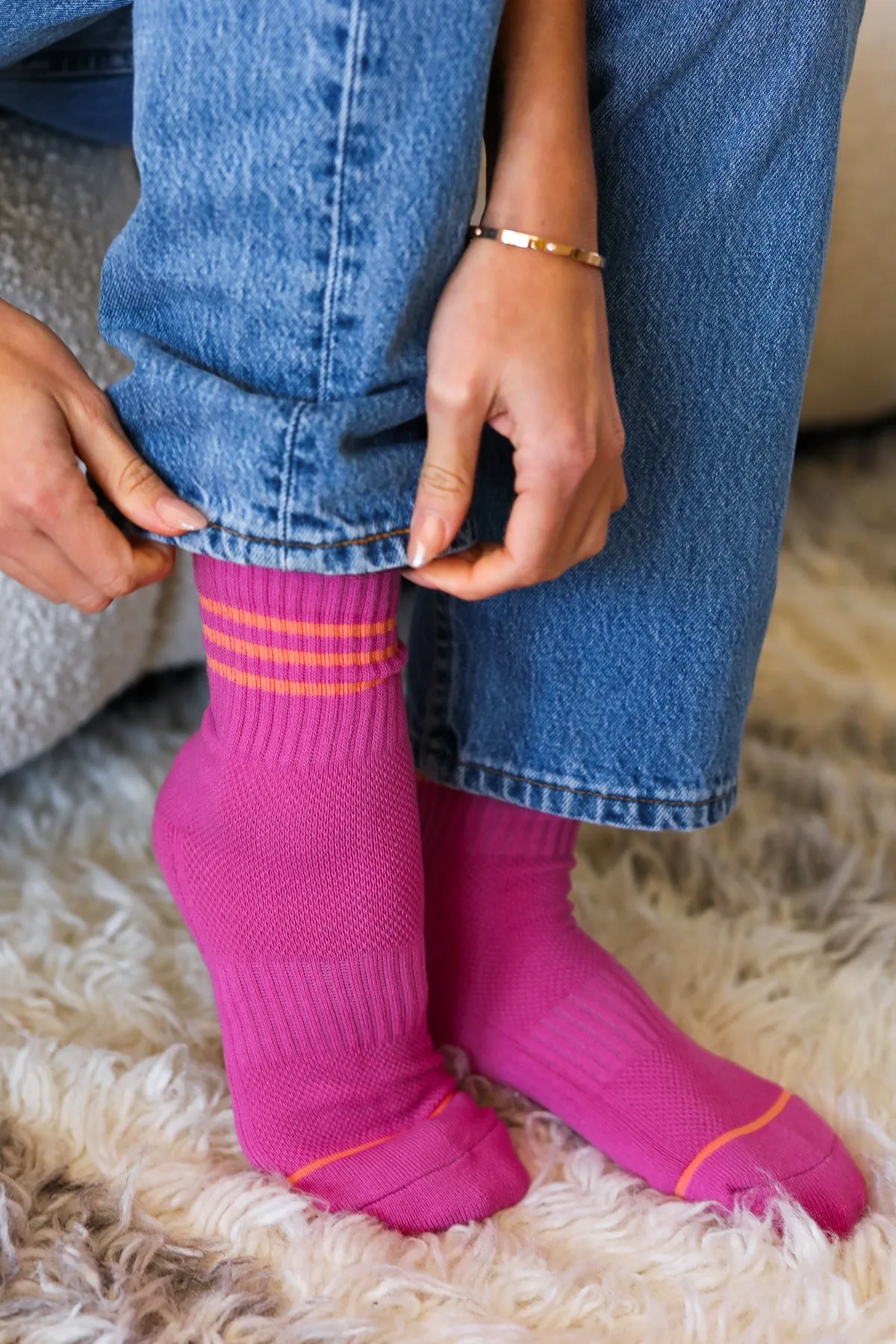 Fuchsia Sporty Ankle Socks