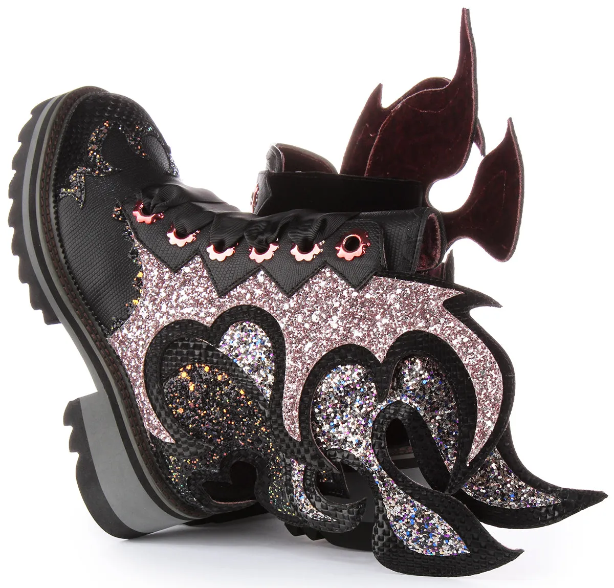 Irregular Choice Fyre Bug In Black Pink Glitter For Women