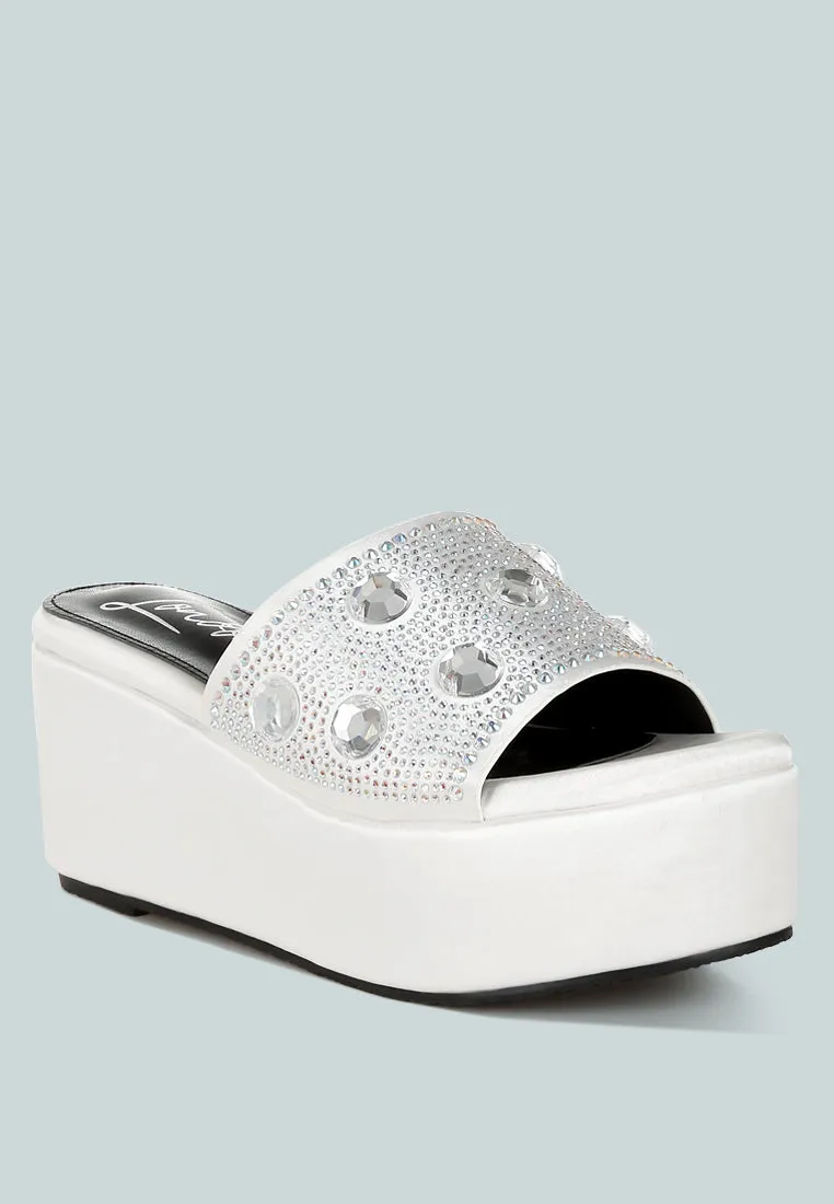 Meta charts Diamante & Rhinestone Flatform Sandals