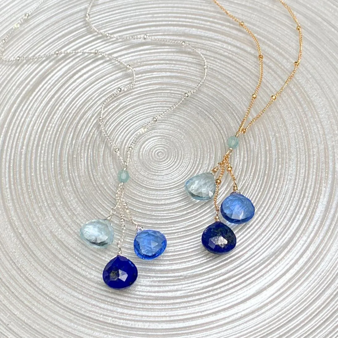 Past, Present and Future Denim Blues Necklace