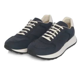 "Track Premium" Suede Leather Sneaker in Navy Blue