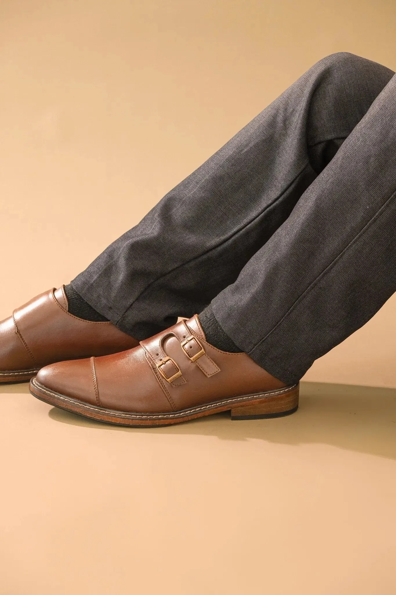 SANTIAGO Double Monkstrap Oxford - Walnut