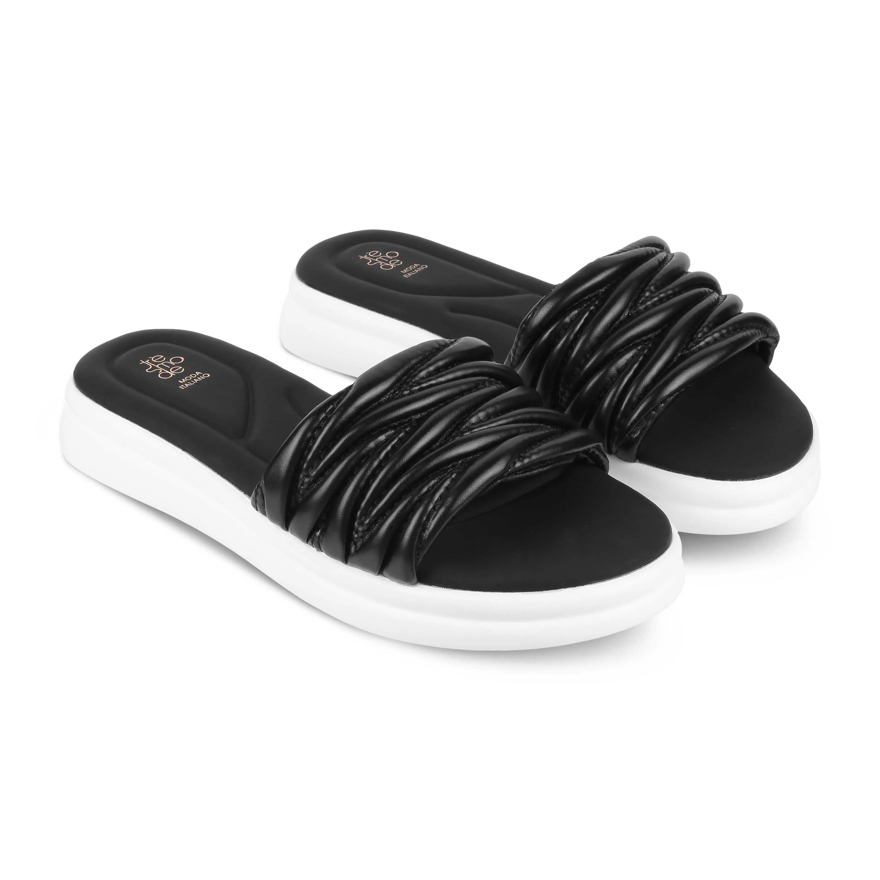 Tresmode Flatform Black Women's Casual Platform Flats