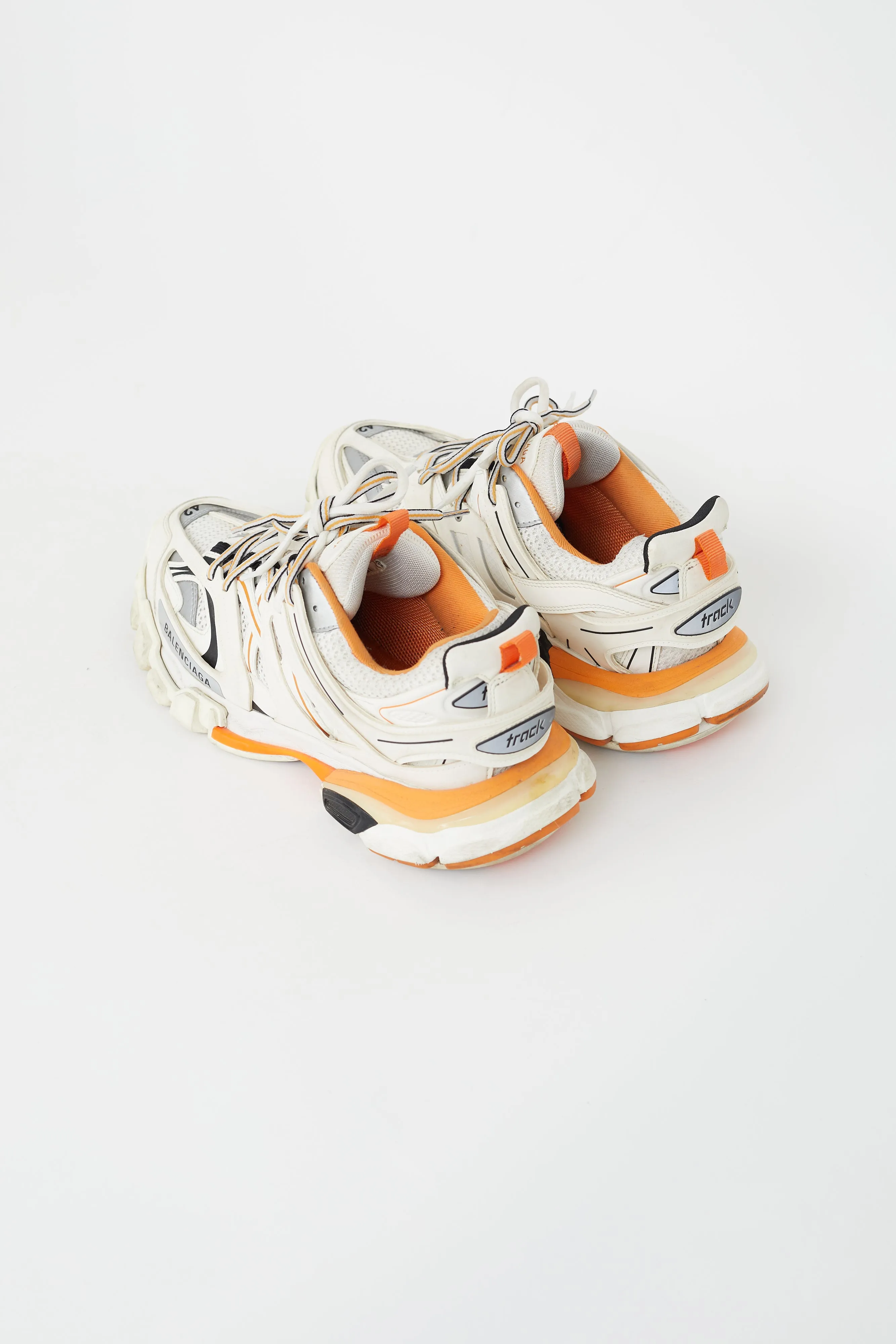 White & Orange Leather Track Sneaker