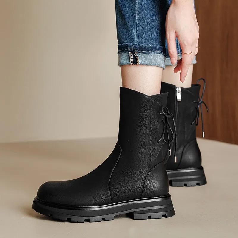 Winter Leather Ankle Boots